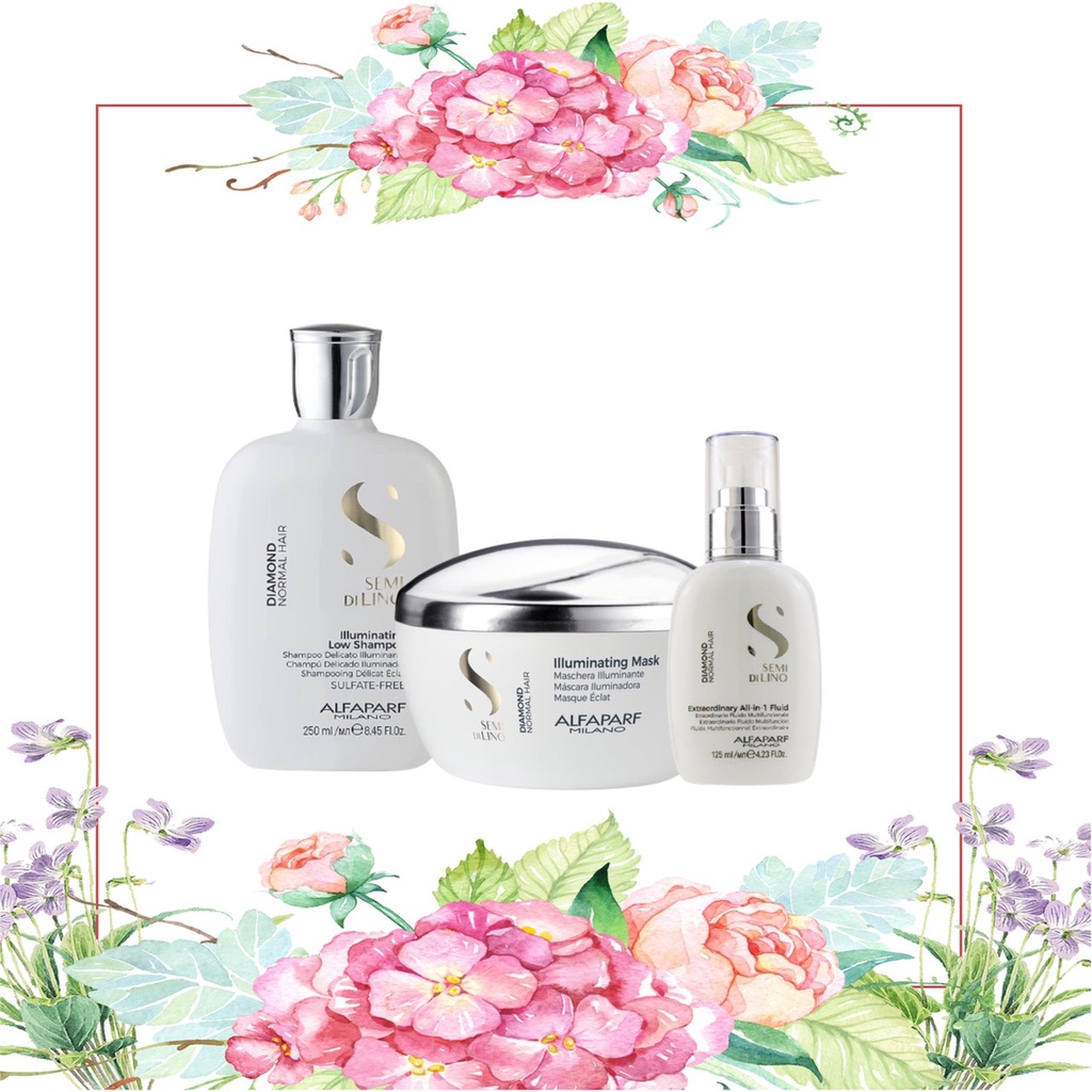 ชุดไดมอนด์ ALFAPARF SEMI DI LINO DIAMOND SHAMPOO 250 ML.+MASK 200 ML+ALL IN 1 FLUID 125 ML