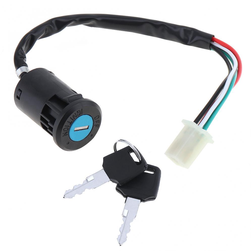 Universal 4 Wires 2 Ignition Keys Start Switch Door Lock Key