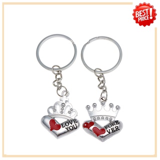 1 Pair Key Chain Key Ring Crown Love Heart Couples Keychain Red Heart