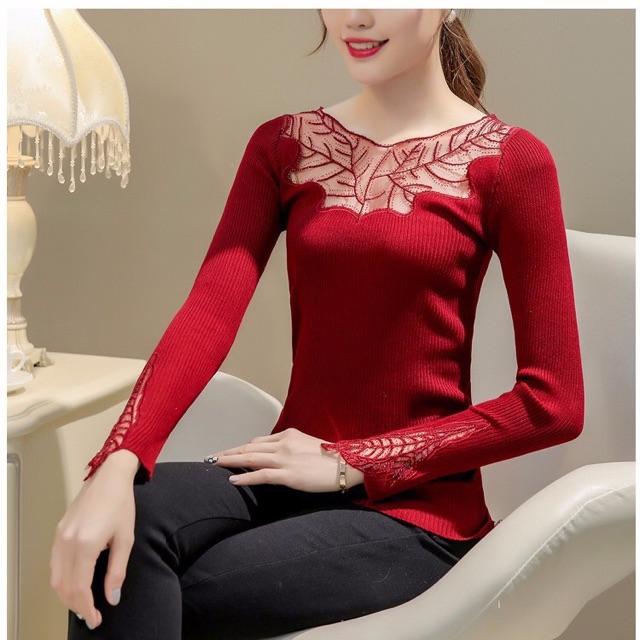 เสื้อสเวตเตอร์ปกใบไม้ Stylized tb169