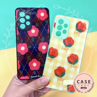 เคส Realme C11(2021) C35 เคสมือถือกระจกพิมพ์ลายดอกไม้ กันเลนส์กล้อง