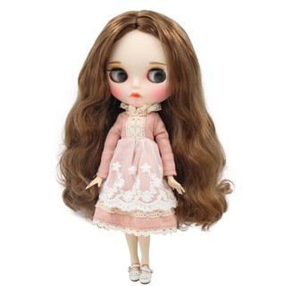 ตุ๊กตาบลายธ์ 1/6 bjd บลายธ์ ผิวขาว ข้อต่อ ผมสีน้ําตาล หน้าด้าน แบบใหม่