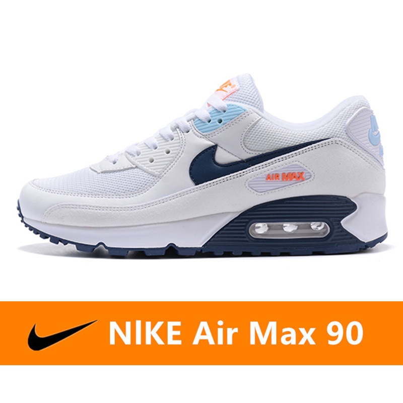 ของแท้ Nike Air Max 90 รองเท้าลำลองตาข่ายระบายอากาศ  รองเท้าวิ่งเบาะลมคลาสสิก รองเท้าผู้ชายสีขาว