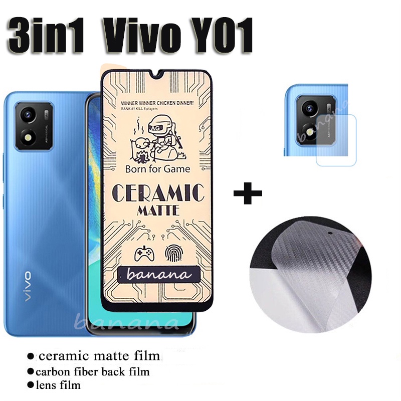 ฟิล์มกันรอยหน้าจอ เซรามิค ผิวด้าน กันรอยเลนส์กล้อง 9DC สําหรับ Vivo Y01 VivoY01 Y73 Y21T Y33S Y76 Y5