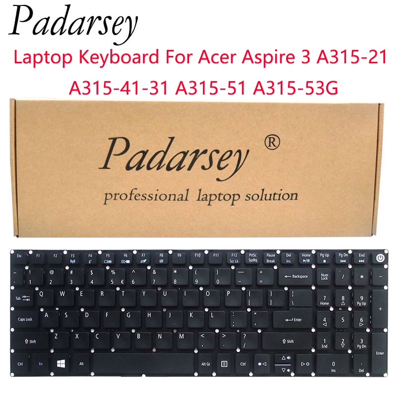 แป้นพิมพ์ US Acer Aspire 3 A315 Series A315-21 A315-21G A315-31 A315-32 A315-33 A315-41 A315-51 A315