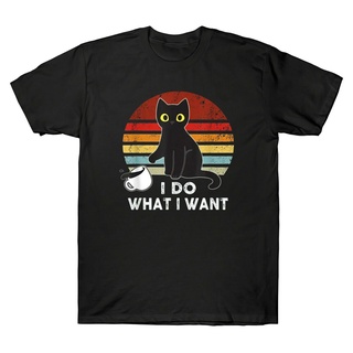 ผ้าฝ้าย ลายแมว I Do What I Want สไตล์วินเทจ ย้อนยุค สําหรับคนรักแมว#39; s เสื้อยืด สไตล์พังก์ ฮาราจูกุ สําหรับ