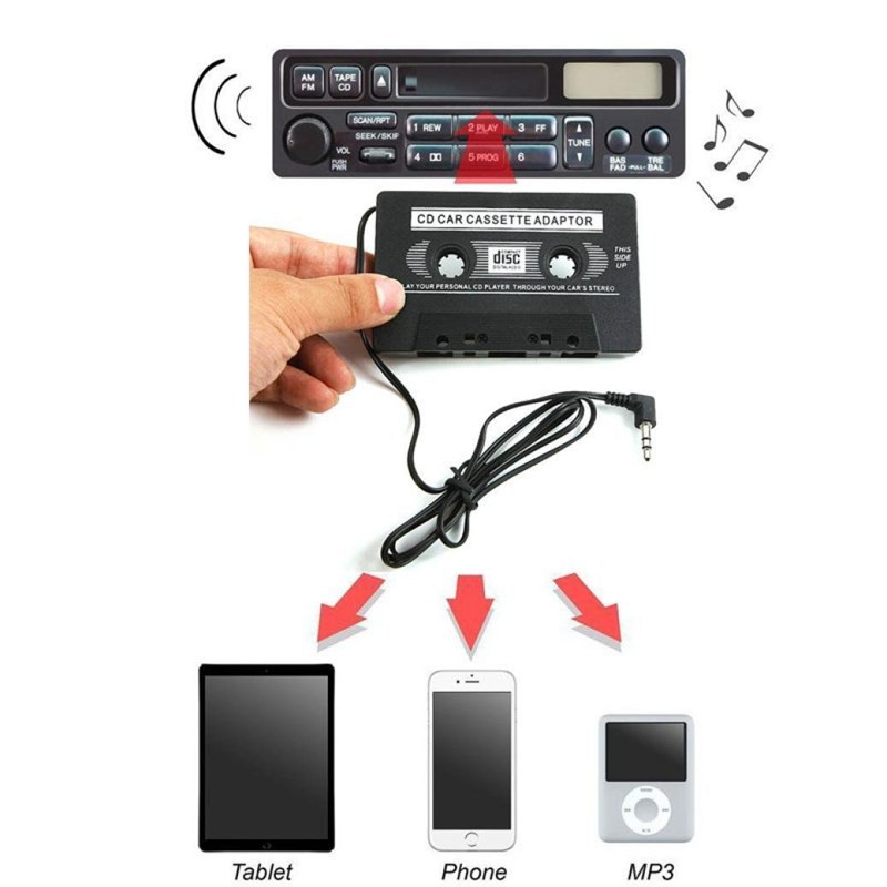 ☀Stock☀3.5mm AUX Car Audio Cassette Tape Adapter Transmitters for MP3