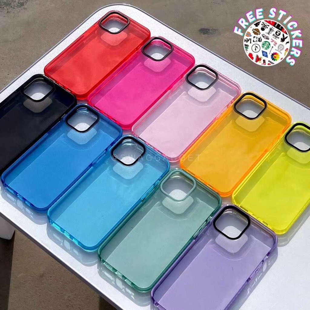เคสใสสีนีออนเข้ากันได้สําหรับ iPhone Xs Max Xr X Xs 8 Plus 7 Plus