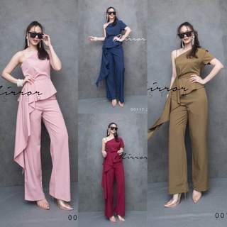 🏷️Mirrorsister #00117.5 #00117.2 จั๊มสูทขายาว ชุดปาดไหล่ เว้…