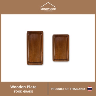 MINIWOOD จานไม้ ทรงสี่เหลี่ยม จานไม้ใส่อาหาร ถาดไม้ Food grade Wooden plate ไม้จามจุรี มี 2 ขนาด