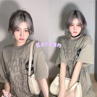 Koreanเสื้อ Noul สีอมน้ำตาลส ไตล์สายชิวล์ สกีนลายภาษาอังกฤษ งานสวย แขนสั้นแฟชั่น ผ้าเด้ง 5002 ++