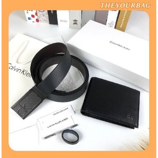 กระเป๋าสตางค์ผู้ชาย Calvin Klein Leather Belt &amp; Wallet Set เซตสุดคุ้ม จะะมอบเป็นของขวัญหรือใช้เองก็แนะนำเลยค่าา