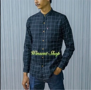 👔เสื้อเชิ้ตคอจีนตารางแขนยาว👔ผ้าoxford ทรงสลิม คัตติ้งเนี๊ยบมากกกก