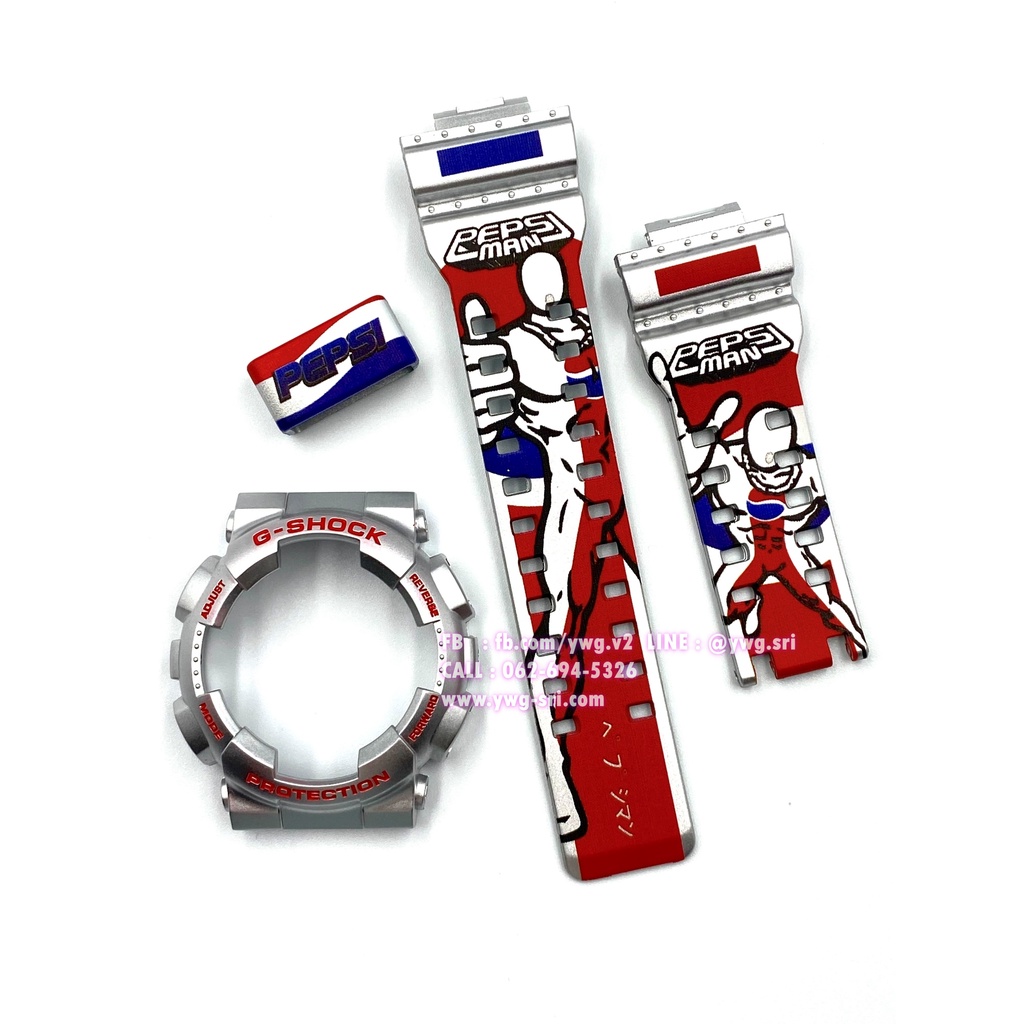 กรอบสาย G-SHOCK สีเทาเงา สกรีนลาย Peps Man ใส่ได้กับรุ่น GA-100 ,GA-110 ,GA-120 ,GAX-100 ,GD-100 ,GD