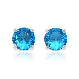 Jewelry buffet ต่างหูพลอย Blue Topaz พลอย พลอยเสริมดวง ต่างหูเงินแท้ เงินแท้925