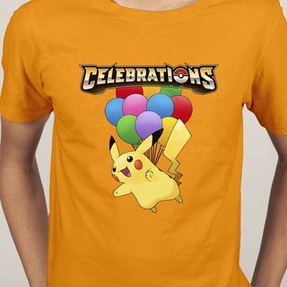 ✠♝❦Pokemon ฉลอง 25 ปี charizard Pikachu Pokeball แขนสั้นเสื้อยืด O-Neck ผู้ชายแฟชั่นผ้าฝ้าย ชุดลำลอง