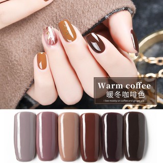 ยาทาเล็บเจล DNILA ขวดส้ม Coffee Series มี 6 สี ขนาด 15 ml