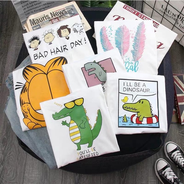 เสื้อยืดราคาถูก คละสีคละลายลาย ตัวละ 49 บาท ส่งฟรี!!