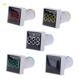Wer แผงโวลต์มิเตอร์ Ac 20-500V แผงมิเตอร์ดิจิตอล Led แรงดันไฟฟ้า 22 มม.
