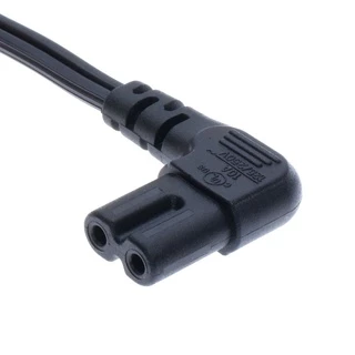 สายไฟ AC 2PIN สีดำ ยาว 3เมตร 5เมตร AC power cord C7 EU Type Angled 90 degree For samsung sony LED TV etc. 3m,5m Black