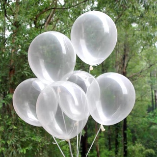 BK Balloon ลูกโป่งกลม มุก โปร่งใส12นิ้ว จำนวน 10ใบ งานแต่งงาน เสนอ(Whitetransparent）