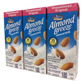 D - day ALMOND BREEZE อัลมอนด์บีช รสจืด ขนาด 180ml ยกแพ็ค 3กล่อง นมอัลมอนด์ นมและเครื่องดื่มช็อคโกแลต porn__shop