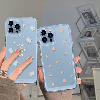 เคสโทรศัพท์มือถือแบบแข็ง ใส กันกระแทก ลายดอกไม้น่ารัก สําหรับ iPhone 13 Pro Max 12 11 XS Max XR 12Mini