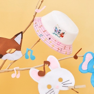 Fer&amp;Friends Bucket (Let’s play music collection) หมวกลายโน้ตดนตรี มี 2 สี ชมพู เขียว