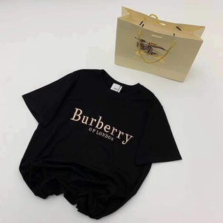 [S-5XL]เสื้อยืดลําลอง แขนสั้น คอกลม พิมพ์ลาย Burberry ทรงหลวม ใส่สบาย เหมาะกับการแต่งกาย สไตล์คลาสสิก สําหรับผู้ชาย และผ