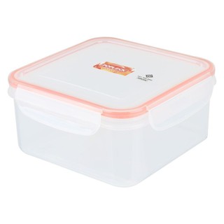 กล่องเก็บอาหาร กล่องใส่อาหาร กล่องอาหารเหลี่ยม POPLOCK 9143 1.35 ลิตร สีส้ม FOOD CONTAINER POP LOCK 9143 1.35L ORANGE