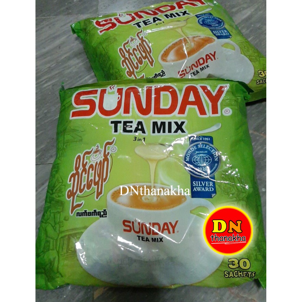 (มีเก็บปลายทาง) ชาพม่า ชานมพม่า ชาซันเดย์ห่อสีเขียว Sunday tea mix 3 in 1 (ซันเดย์เขียว 1 ห่อ)