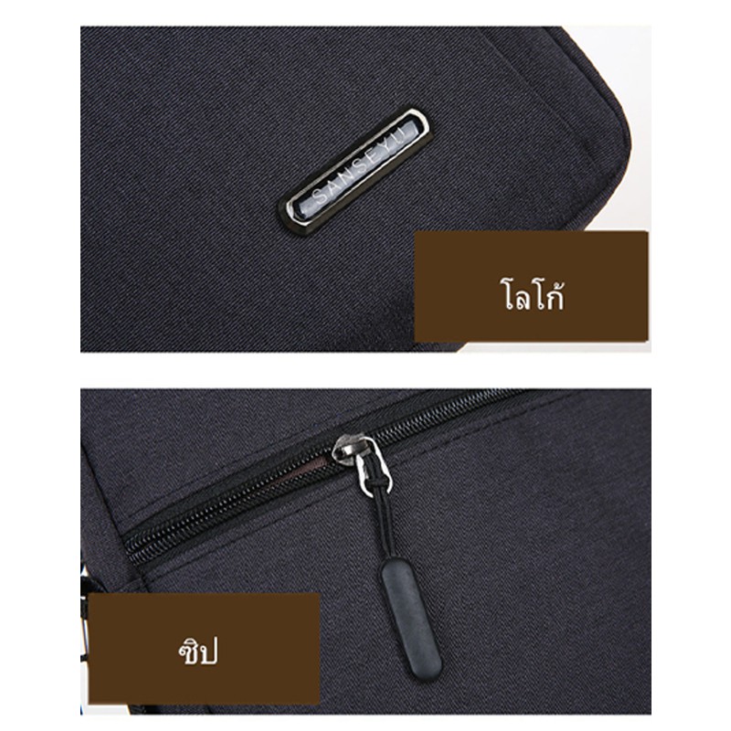 กระเป๋าสะพายข้างผ้าใบแฟชั่นสำหรับผู้ชายความจุขนาดใหญ่หลายกระเป๋าเรียบง่าย - รูปที่ 4