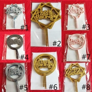 10ชิ้น/1เซ็ตของอะคริลิขนาดใหญ่เค้กวันเกิดตกแต่งเค้กบัตรกระดาษบัตรมูลค่าเพิ่มสุขสันต์วันเกิดหมวกด้านบนตกแต่ง