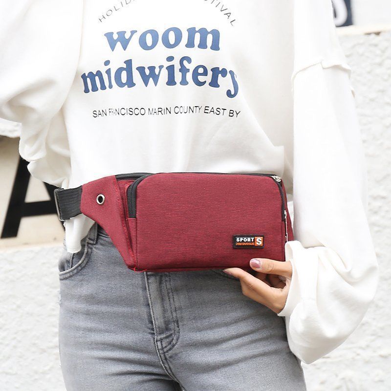 (W112)กระเป๋าคาดเอว ขนาดพอดี ใส่แล้วไม่ตุง ผ้าลายสียีนส์ vgetbag