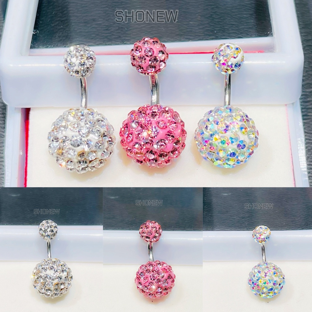 จิวสะดือก้านสั้น ก้านเล็ก  บอลคริสตัล 💎น้ำหนักเบา ใส่สบาย ส่งจากไทยส่งเร็วส่งไว มีบริการเก็บปลายทาง เหมาะสำหรับคนแพ้ง่าย - รูปที่ 4