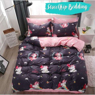 Sweet Kip Bedding ผ้าปูที่นอนขนาด 3.5ฟุต, 5ฟุต, 6ฟุต พร้อมผ้านวมขนาด 180 x 220 เซ็นติเมตร รวม 6 ชิ้น ลายยูนิคอน