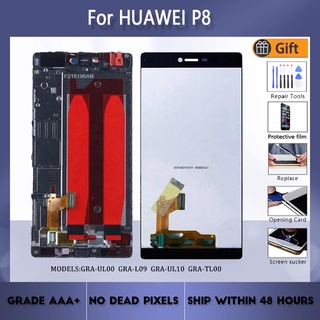 For HUAWEI P8 GRA UL00 UL10 L09 LCD screen assembly with front case touch glass, original black  White Golden