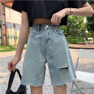 *พร้อมส่ง*💙Denim Short Pant กางเกงยีนส์ขาสั้นดีเทลขาด ขาดแบบสวยมาก 🩳