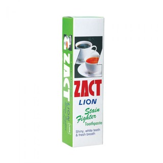 Zact Stain &amp; Fighter แซคท์ ไลอ้อน สเตน ไฟท์เตอร์ ยาสีฟันขจัดคราบสูตรสำหรับผู้ดื่มกาแฟ และชา (กล่องสีเขียว) 160 กรัม