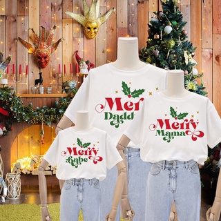 ชุดเสื้อท็อป ลาย Merry Christmas สําหรับครอบครัว แม่ ลูก ของขวัญคริสต์มาส