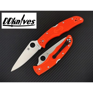 มีดพับ Spyderco Endura Flat Ground VG10 Satin Plain Blade, Orange FRN Handles (C10FPOR)