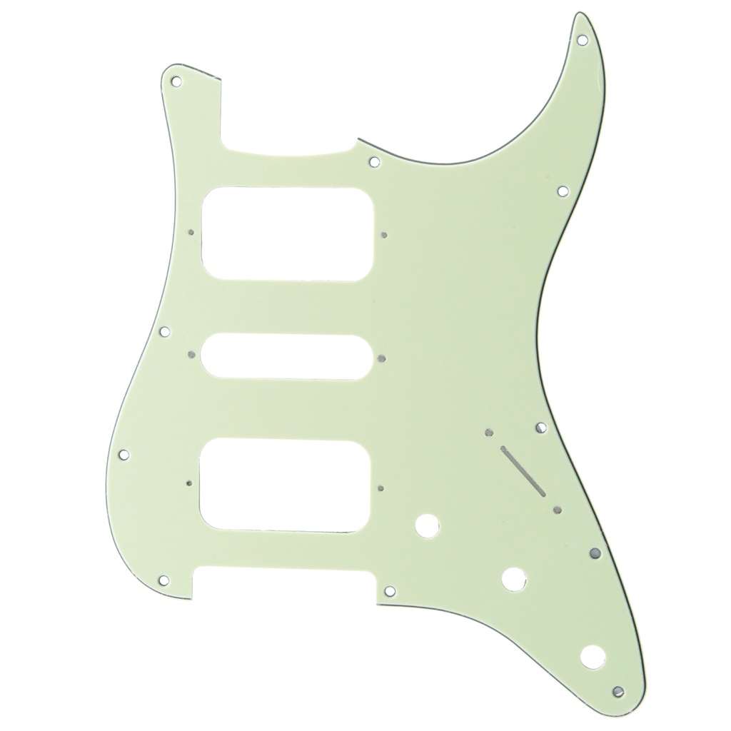 Musiclily Pro 11 หลุมรอบมุม HSH Strat Pickguard สําหรับ American/เม็กซิกัน Fender Standard Stratocaster กีตาร์ไฟฟ้า, 3 ชั้น Mint สีเขียว