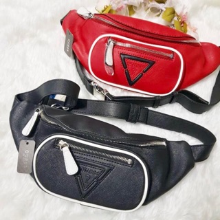 เป้คาดอก คาดเอว คาดหลัง  Guess LAYNE LOGO FANNY PACK เป้หนัง Guess สีดำ / สีแดง