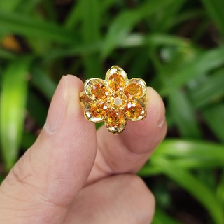 แหวนพลอยบุษราคัมน้ำทองบางกะจะ(Yellow Sapphire) เรือนเงินแท้ 92.5% ชุบทอง ไซด์นิ้ว53 หรือเบอร์ 6.5 US