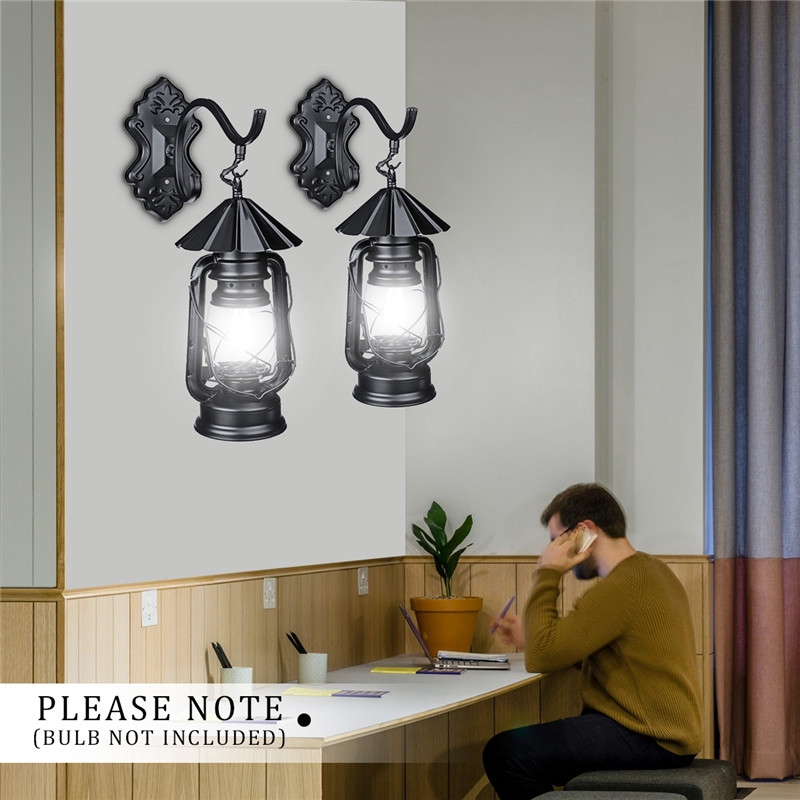 E27 Retro Antique Vintage Rustic Lantern Outdoor Lamp Wall Sconce Light Fixture Mnre Shopee Thailand
