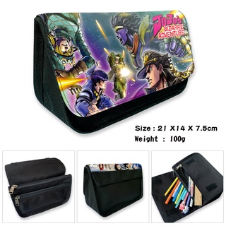 กระเป๋าดินสอ ผ้าแคนวาส ลายการ์ตูน JoJos Bizarre Adventure สีดํา เหมาะกับของขวัญ สําหรับเด็กผู้ชาย และเด็กผู้หญิง