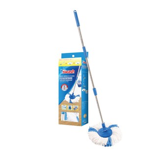 ชุดด้ามถังปั่นและผ้ารีฟิล SWASH Easy Wring &amp; Clean Spin Mop Handle Set สวอช อีซี่ริงแอนด์คล ไม้ม็อบ ไม้ม๊อบ ไม้ถูพื้น