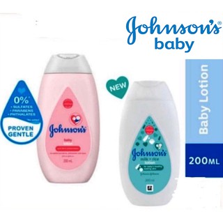 Johnsons Baby Lotion ขนาด 200 มล. สุตร สีชมพู/สีขาว  มิลค์ แอนด์ ไรซ์ เบบี้ โลชั่น