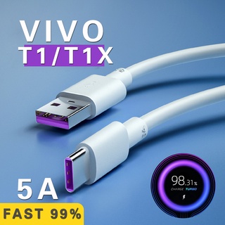 For VIVO T1 5G VIVO T1X 5G สายชาร์จ Type-C 5A สายชาร์จข้อมูล ทองแดงบริสุทธิ์ 100% สายชาร์จเร็ว คุณภาพสูง Android