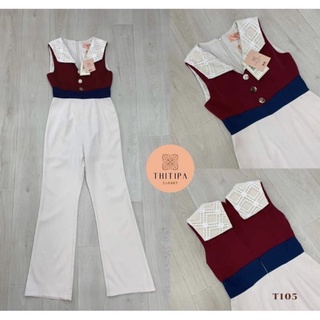 จั๊มพ์สูท jumpsuit  กางเกงขายาว งานป้าย แบรนด์ THITIPA  size L ใส่ครั้งเดียว มือสอง พร้อมส่ง